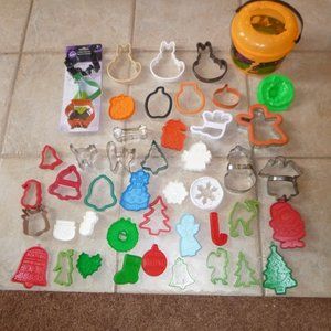 Lot of 46 Halloween & Christmas Cookie Cutters